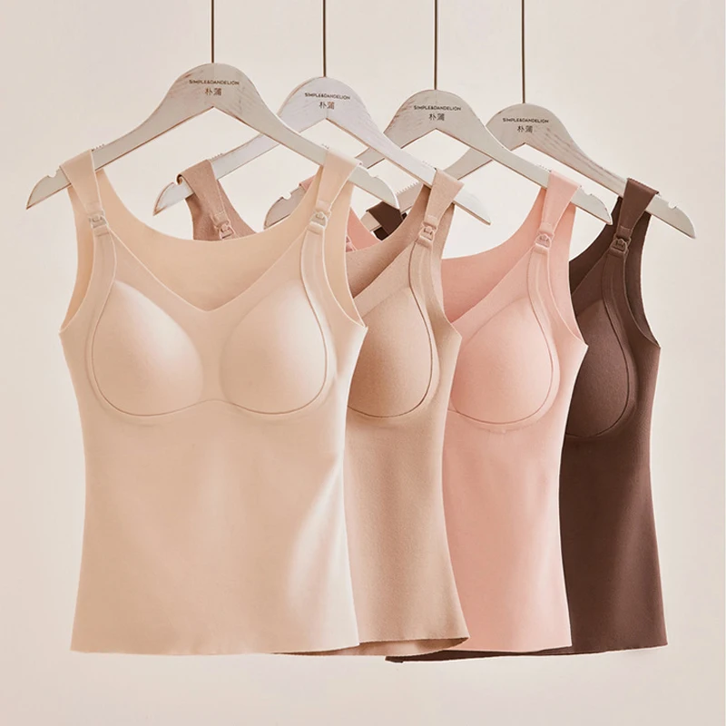 Plus Size Maternity Nursing Tank Tops Lactation Camisole Tops Breastfeeding Bra Underwear for Pregnant Women