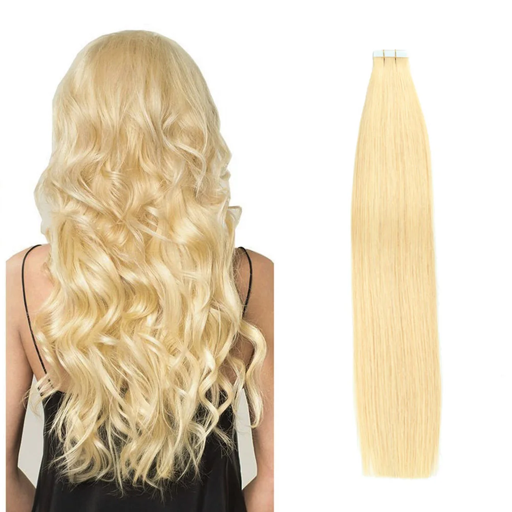 Factory wholesale wig blonde real human hair tape wig 16 inch #24 Straight wig