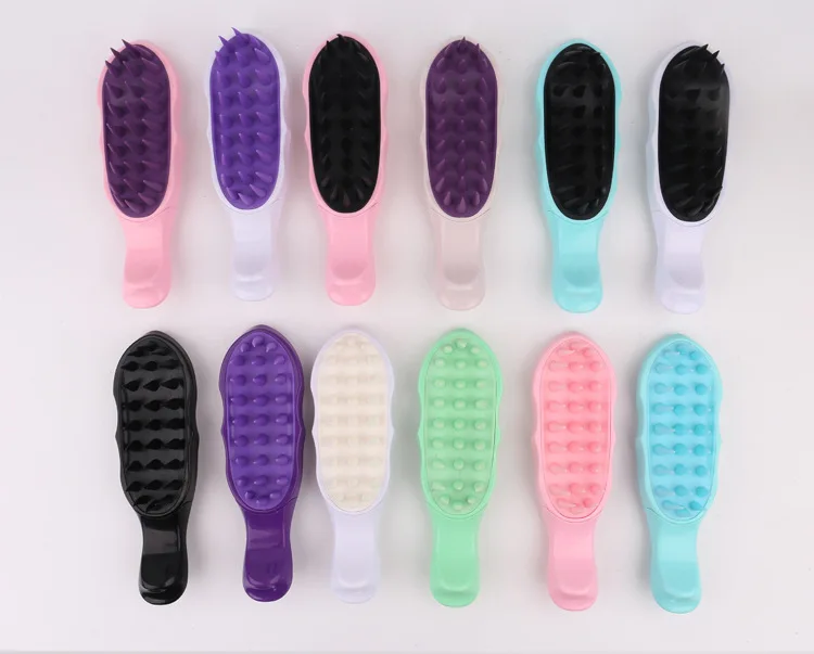 Free Custom Logo New Massage Hairbrush Wet High Quality Silicone Shampoo Comb Scalp Scrubber Plastic Handle