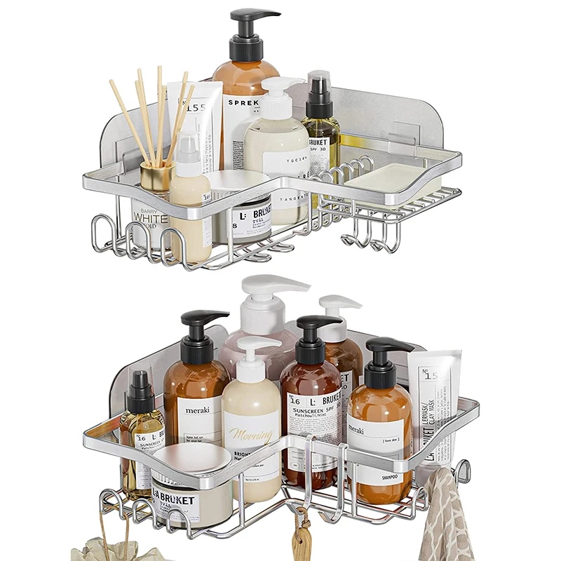 Hot Selling Wall Mounted Stainless Steel Black Bathroom Kitchen Organizer Corner Storage Rack Shelf Luxury Shelves for Bathroom