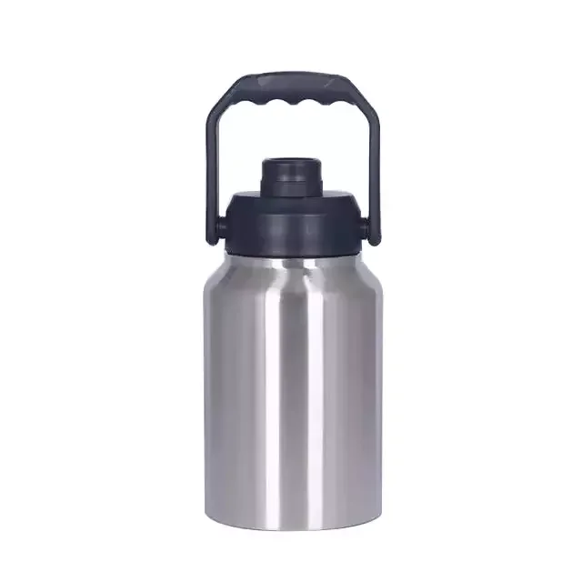 64oz 128oz Half 1 Gallon Jug Insulated Powder Coated Stainless Steel Sports Metal Canteen Water Bottle With Screw Lid Handle