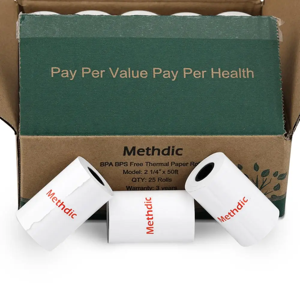 Methdic thermal paper 2 1/4 x 50ft (57mm x 15m) BPA BPS free Pos ATM direct thermal paper rolls