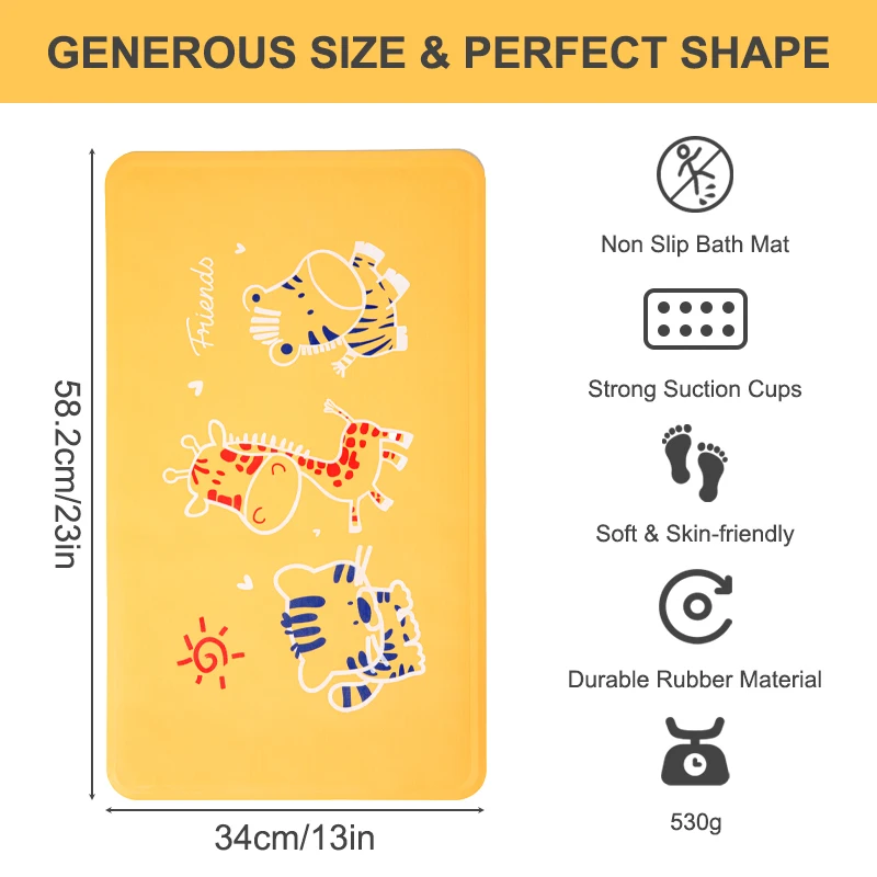 Baby Rubber Bath Mat Hotel Waterproof Non-slip Mat Suction Cup Bathroom Rubber Floor Mat