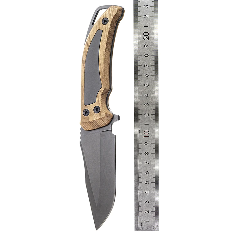 Stainless steel wooden handle pocket knife