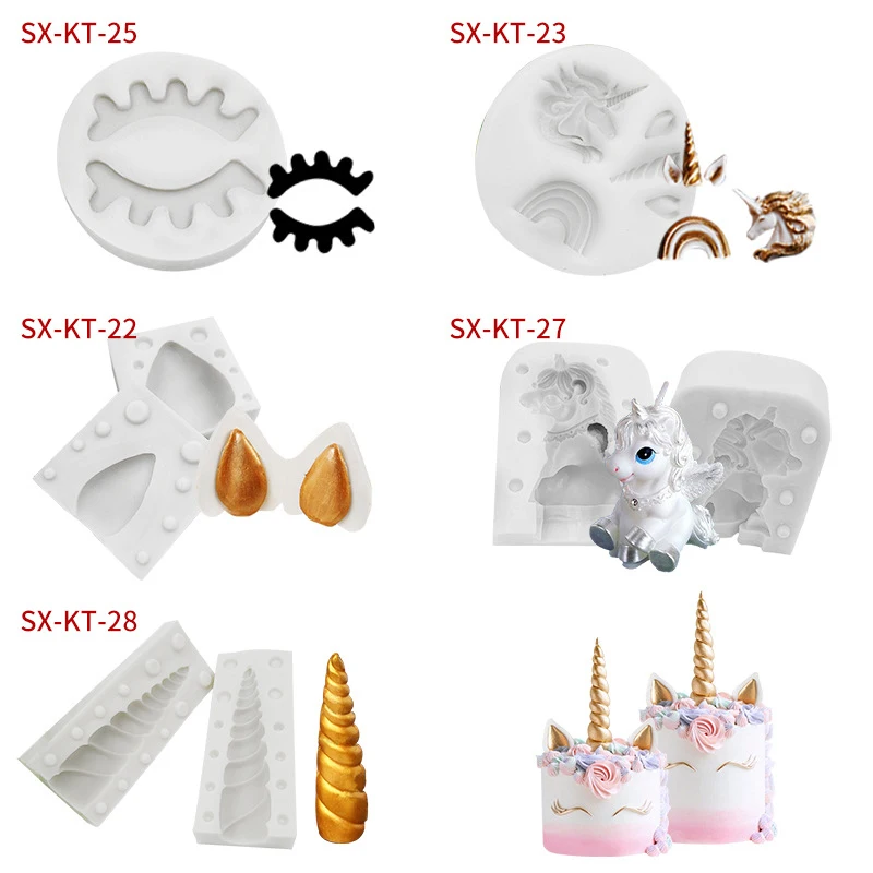 DIY Handmade Baking Tools Cake Decoration Fondant Moldes Unicorn Silicone Chocolate Mold for making fondant