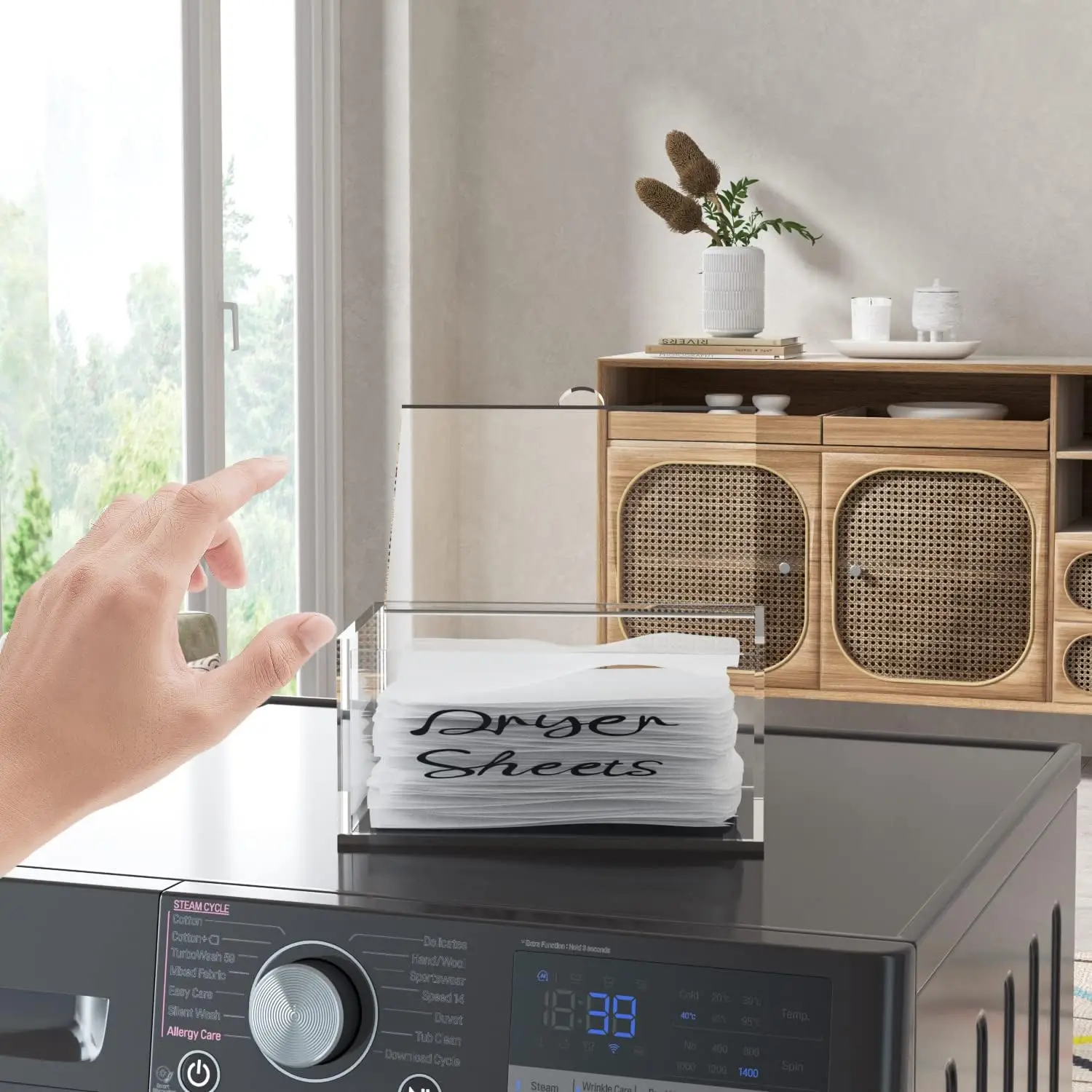 Acrylic dryer sheet holder,dryer sheet dispenser for Fabric Softener Sheets,dryer sheet container for Laundry Room Decor & Organ