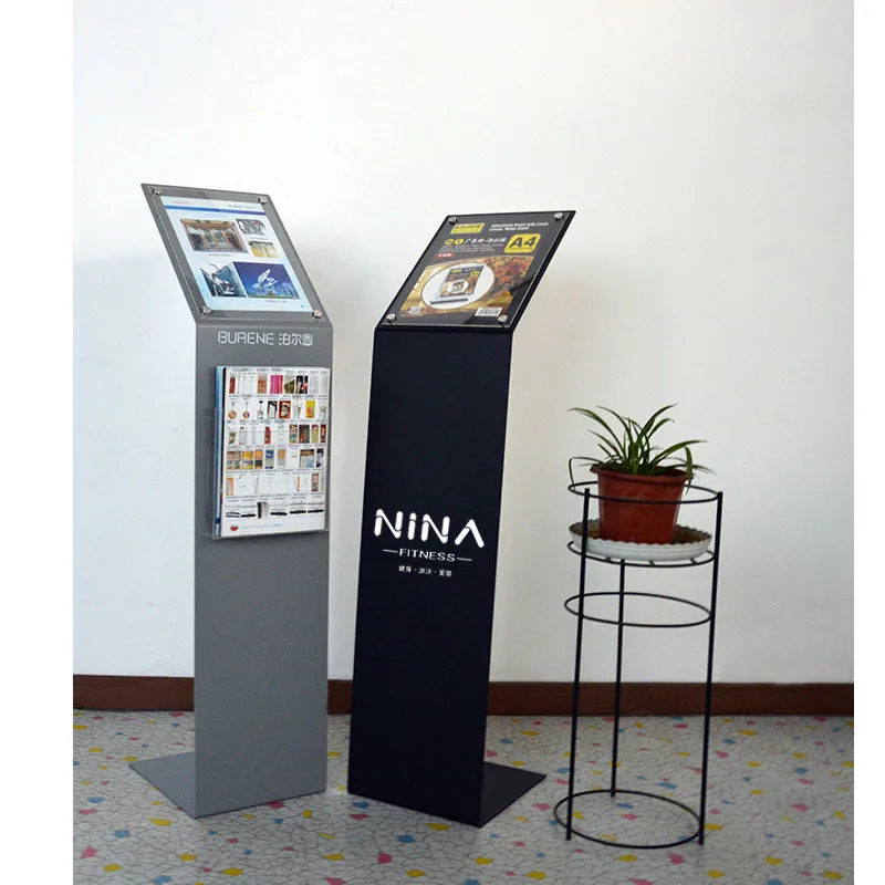car show iron  Floor standing A4 Sign Stand with Literature Holders acrylic info display stand