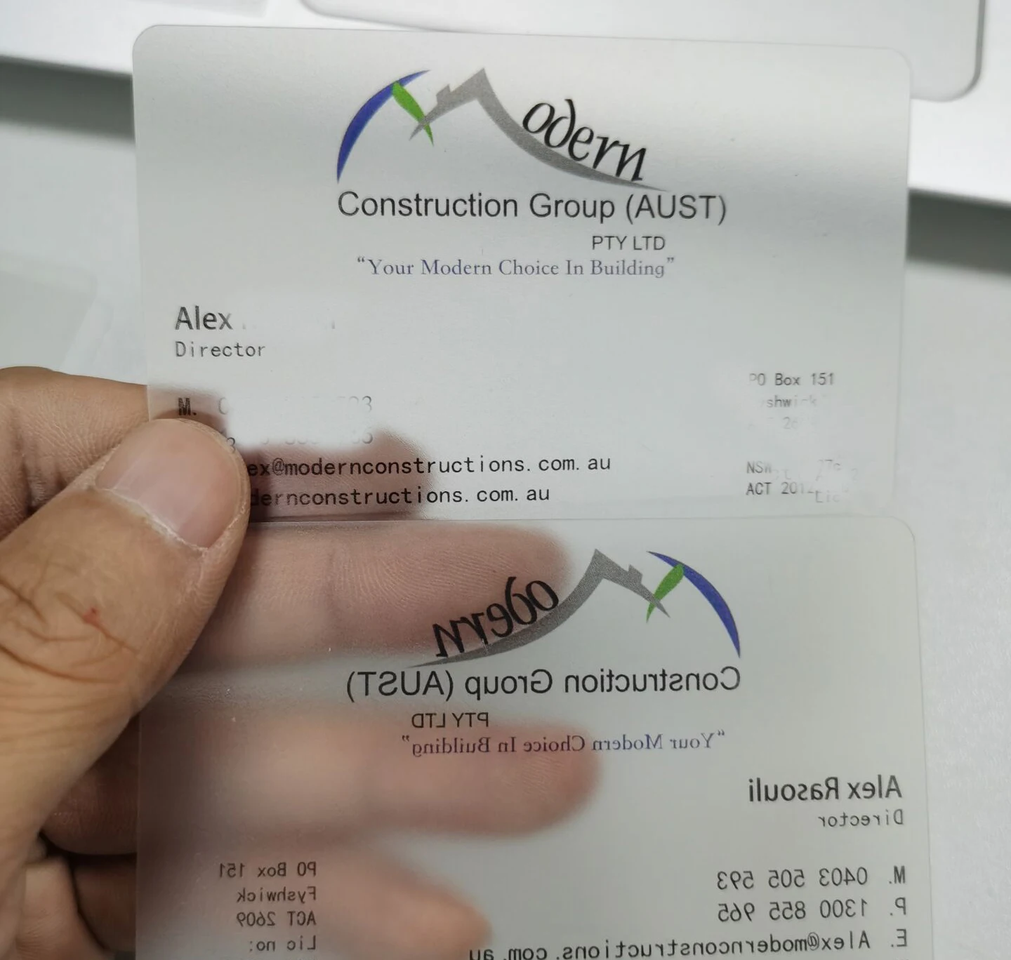 Transparent sheet/metal business card best selling products in america 2023