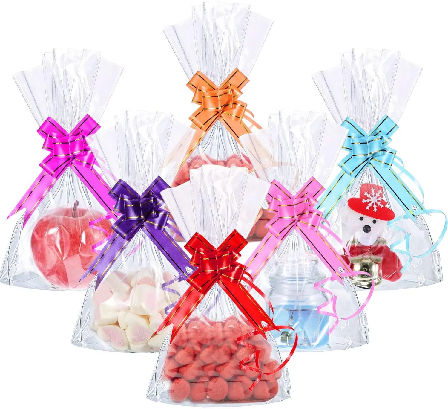 
Christmas Cookie Bags Clear Self Adhesive Snowflakes Cellophane Treat Bags for Xmas Birthday Wedding 