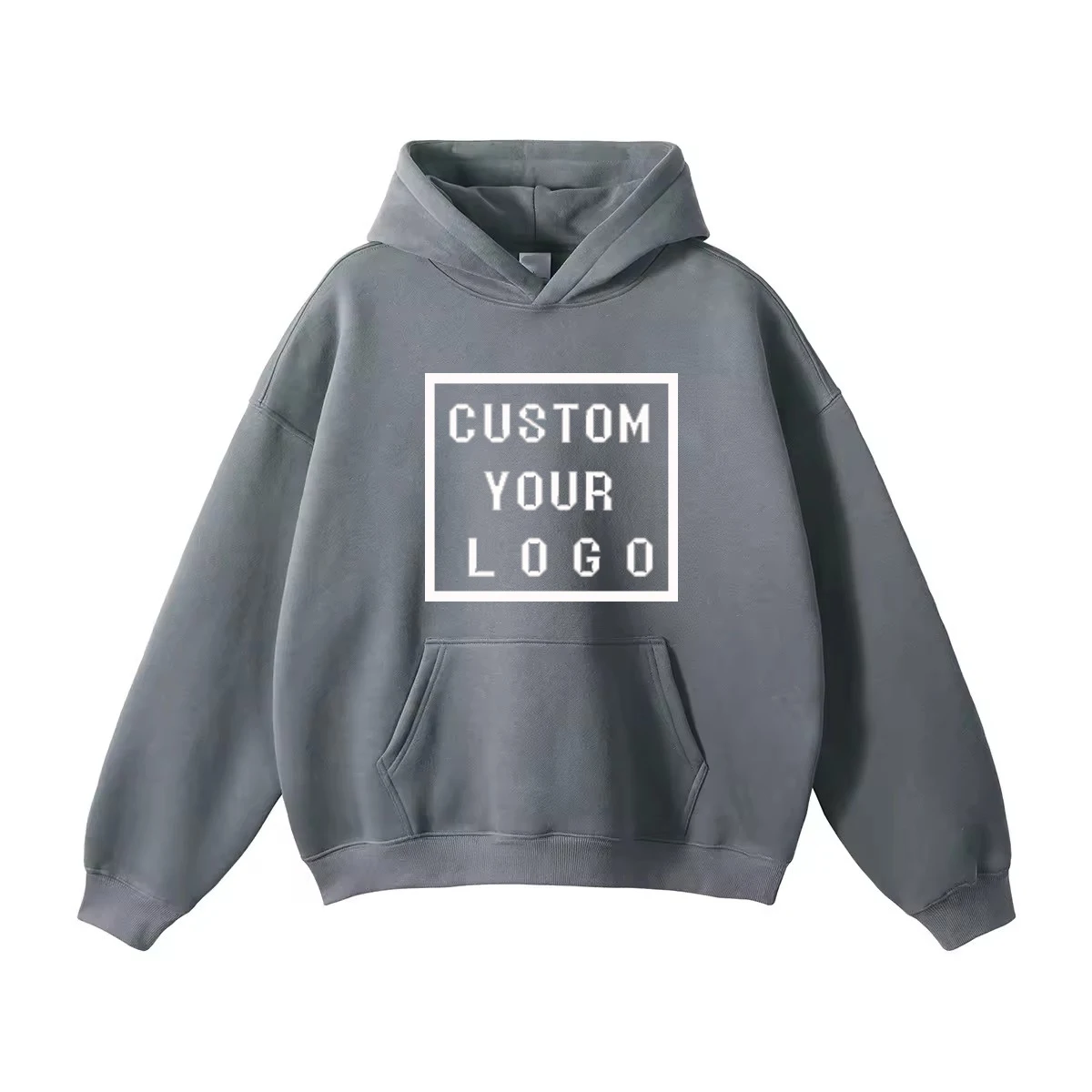 Custom High Quality Heavyweight crop Hoodie Pullover Cotton Terry Drop Shoulder Hoodies No String boxy unisex men Hoodies