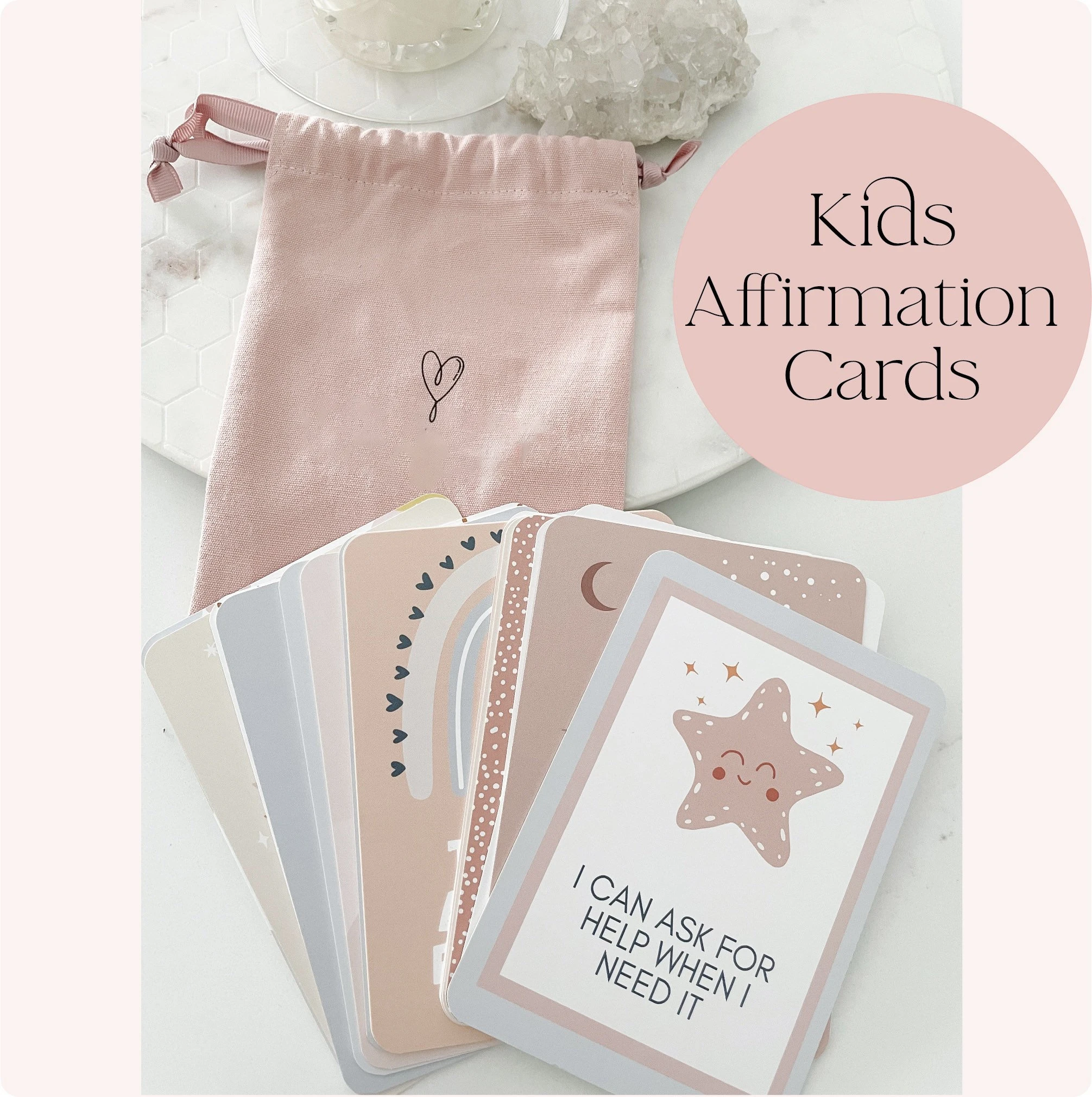 20 Anxiety Tool Daily Positive Children Affirmation Cards with Pouch