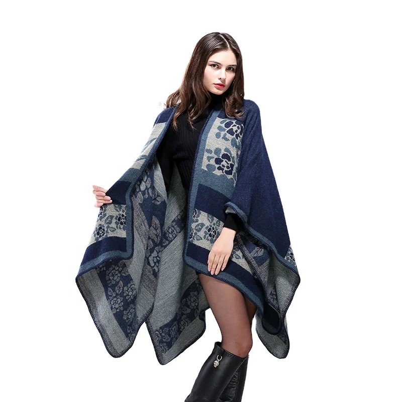 Оптовое предложение по дамским одеяло шаль шарф пашмины осень акриловая вязаная шаль шарф зимнее пончо для женщин платки и палантины
