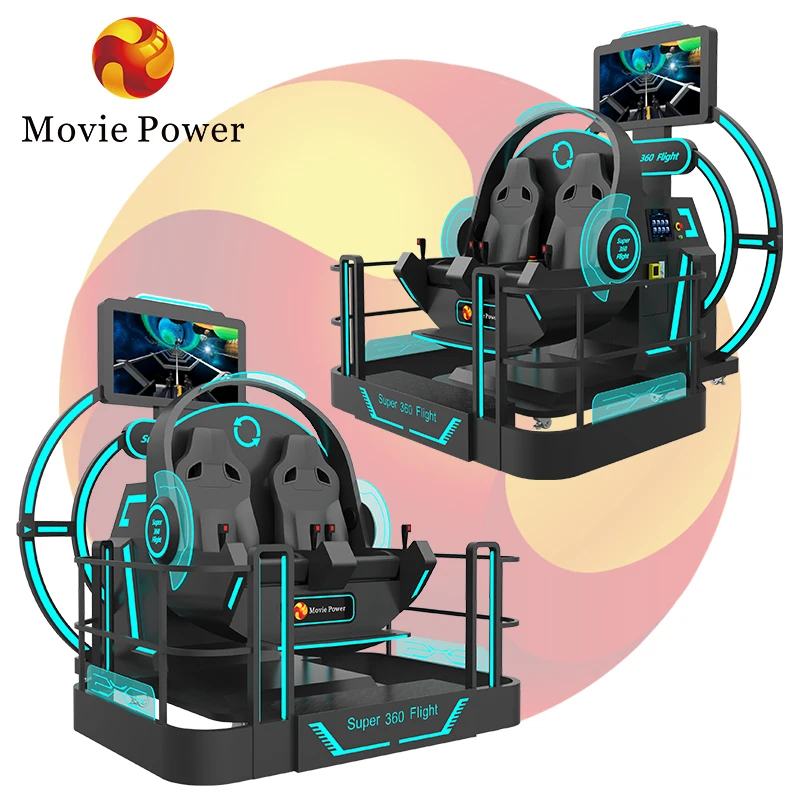 vr rollercoaster ride 360 vr game console attraction 2 seats 4d 8d 9d flight simulator vr game machine with shooting