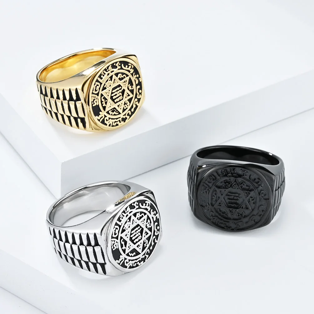 18mm stainless steel ring silver black gold hexagram twelve zodiac signs guardian god stainless steel ring finger ring 801