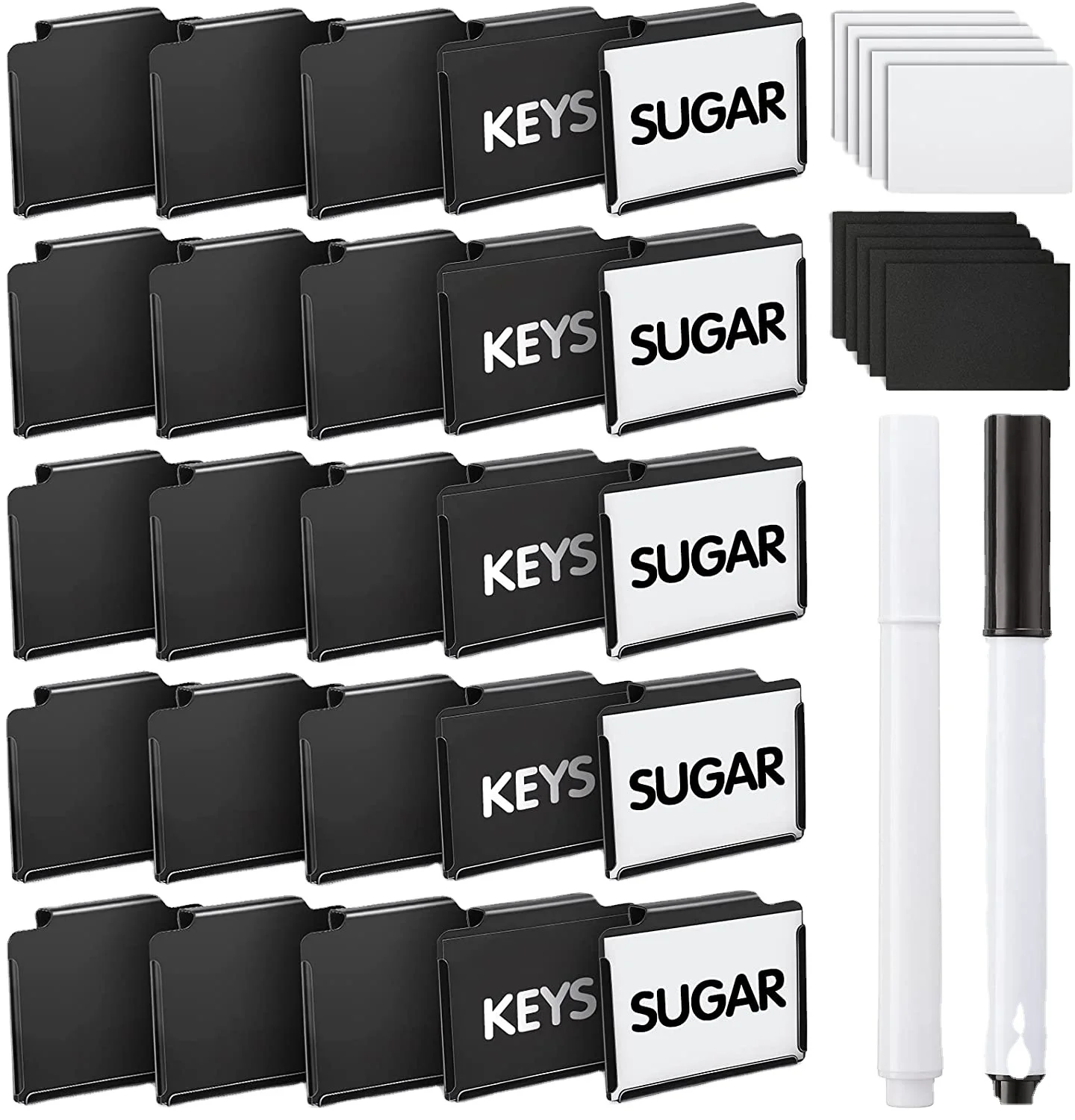 Custom Black Clip Label Holders Pantry Labels Pantry Organization Solution Baskets and Boxes Removable Metal Bin Clips