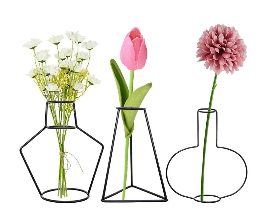 Wire vase dry and fresh simulation flower arrangement iron arts and crafts Nordic style creative decoration flower rack