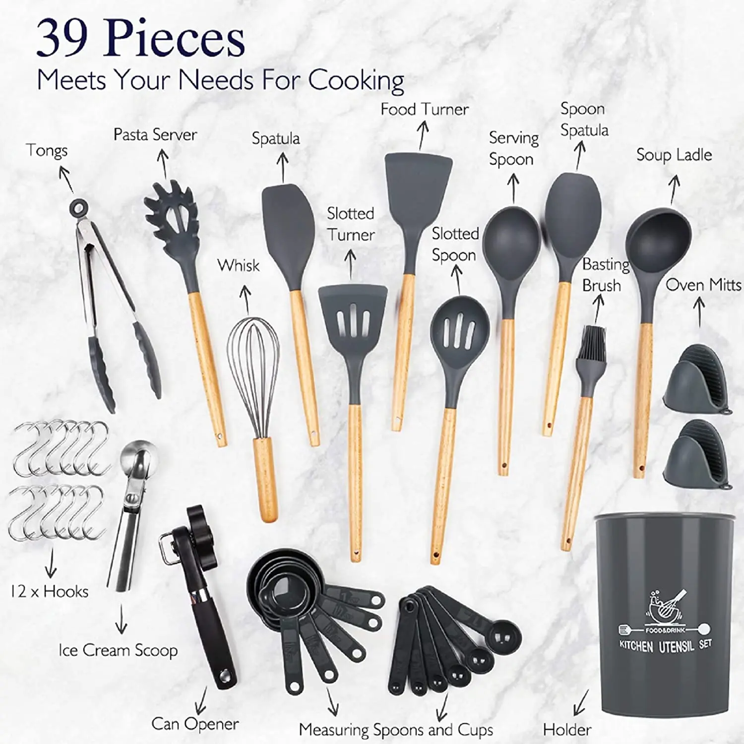  Super quality kitchen utensil sets - 39 pcs cooking utensils food grade
