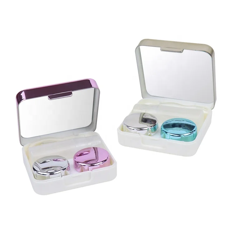 Customized simple  beautiful contact lens portable case convenient carry lenses box lovely contact cases