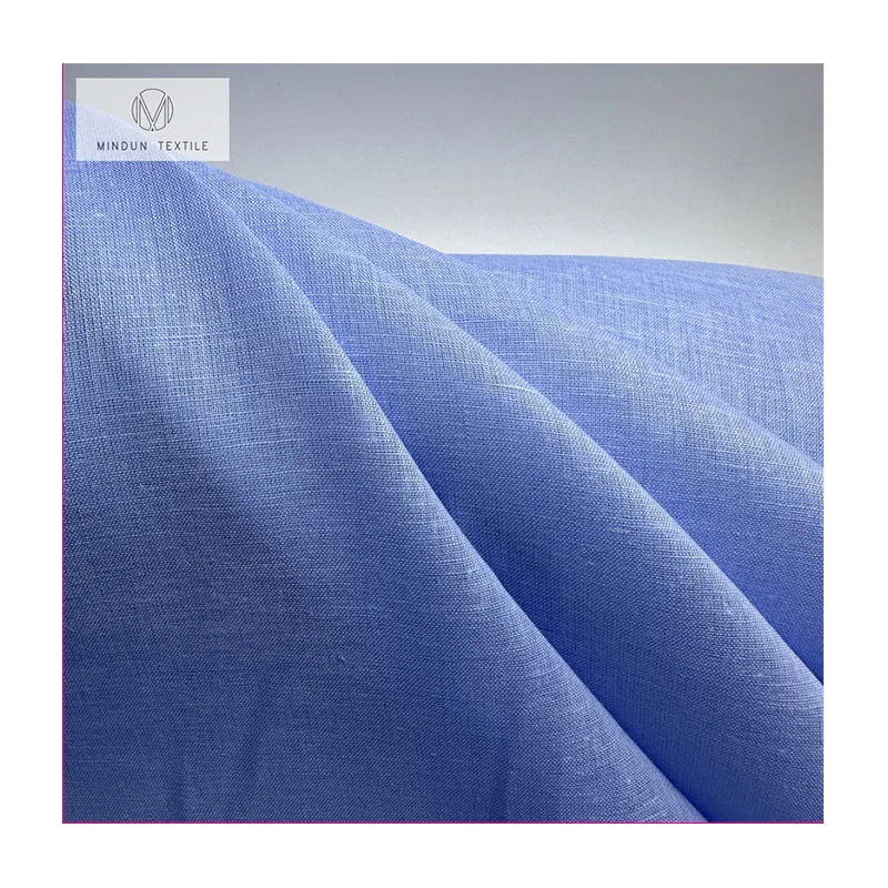 Mindun Factory Manufacture Trendy Comfortable Yarn Dyed Linen And Cotton Fabric Prices In Stock 90GSM Instock