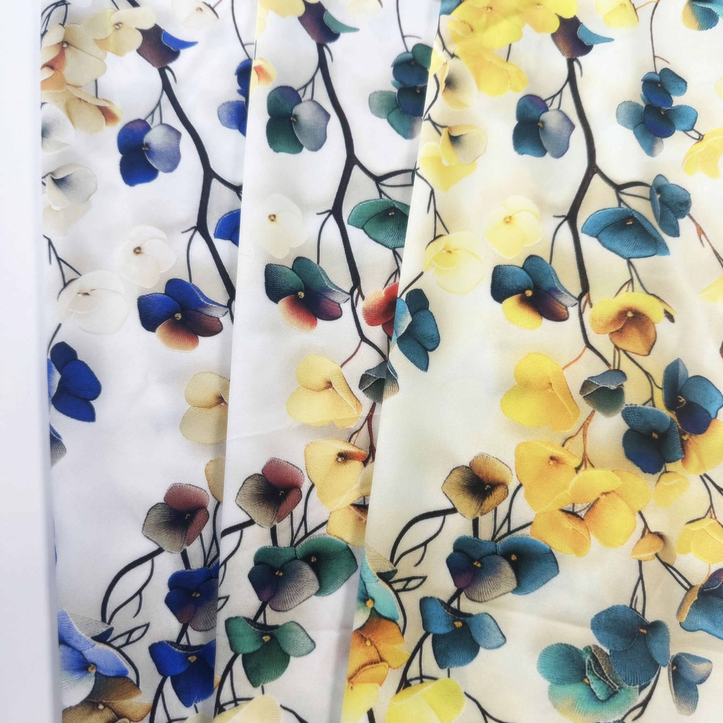 New fashion 100 rayon fabric customized floral 5D digital printed viscose poplin plain rayon woven fabric for dress