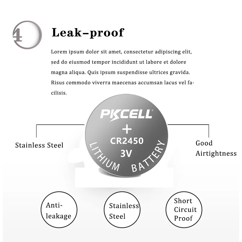 Литиевая батарея PKCELL высокой емкости 600 мАч cr2450 3 в cr 2450
