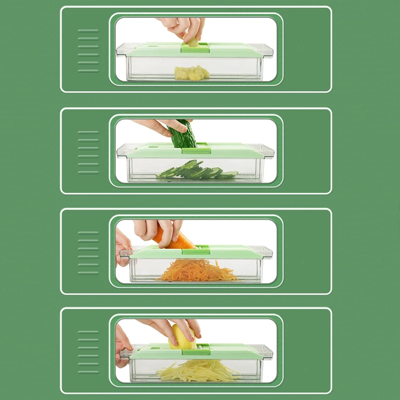 Original fullstar Kitchen large vegetable chopper cutter vegetable chopper slicer dicer 12 in 1 vegetable chopper with container