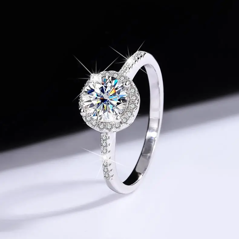 Pass Tter Moissanite Ring S925 Sterling Sier Card Home - Carat Round Paa Wedding Manufacturers Direct Sal