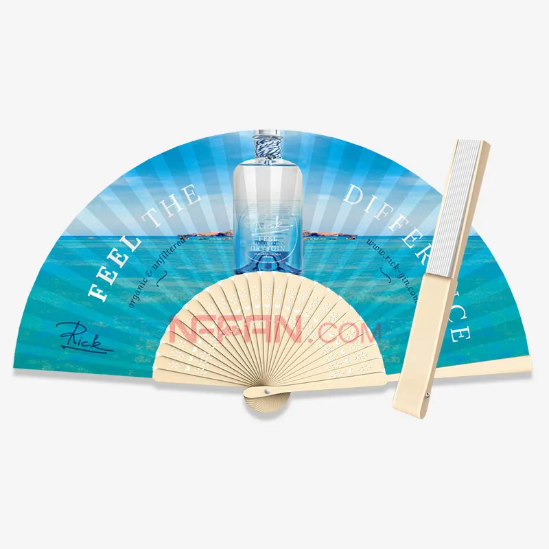 NFFAN Wholesale Customized Promotion Printed Bamboo Fabric Folding Fans artwork