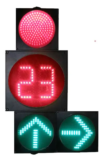 Red green yellow arrow 300mm led traffic signal lights with countdown timer