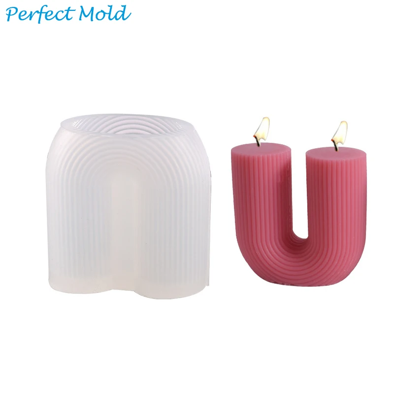 Stock supply making wax candle mould custom silicone rubber U shape candle mold