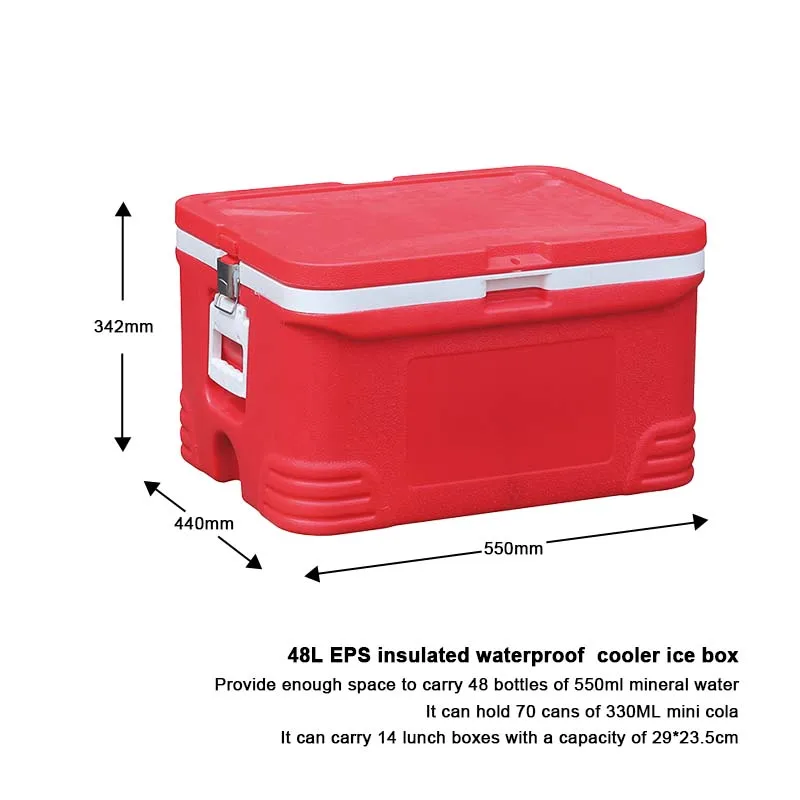 Wholesale 48L Styrofoam EPS insulated waterproof  plastic cooler ice box for outdoor