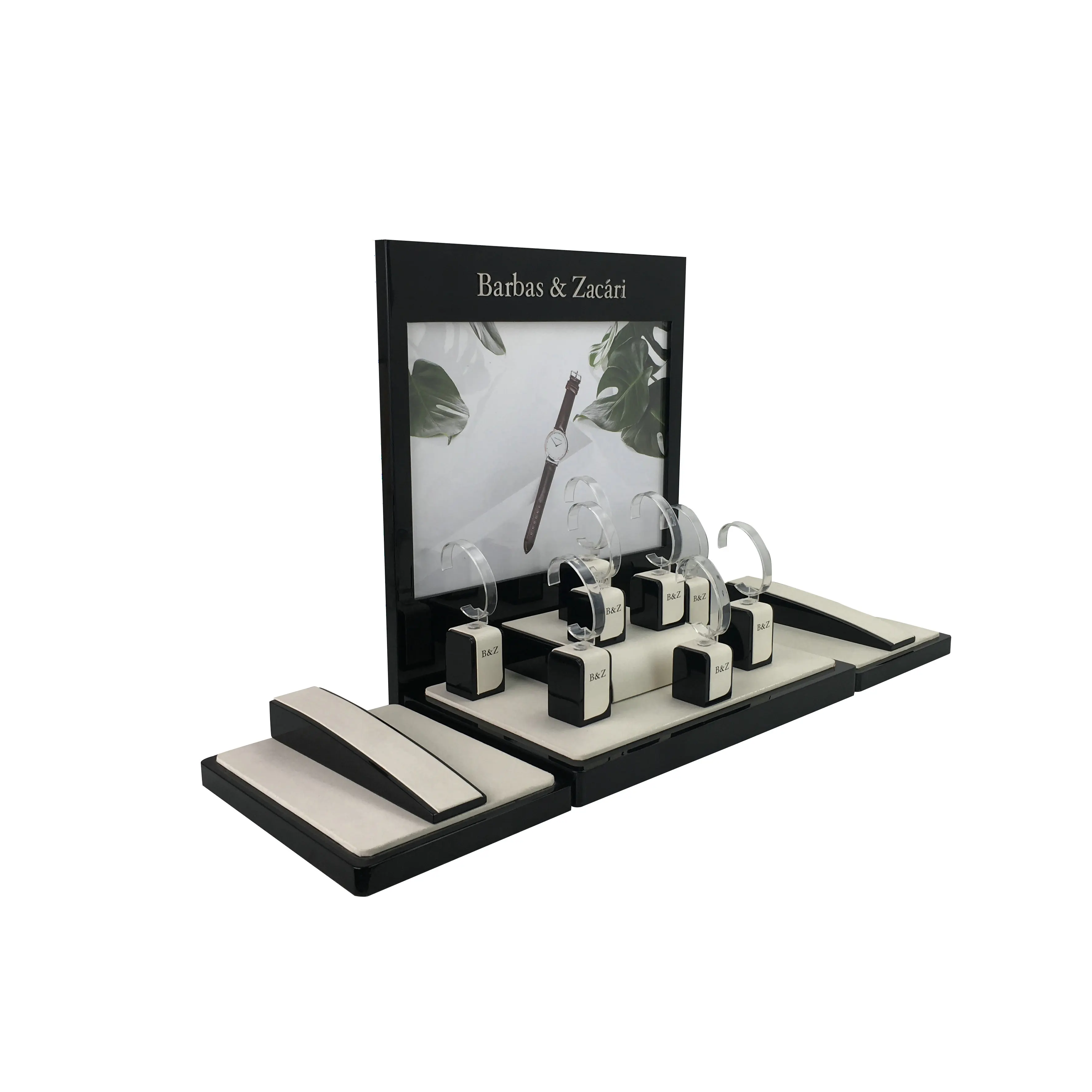 New arrival luxury watch shop display custom brand name wooden watch display cases wholesale