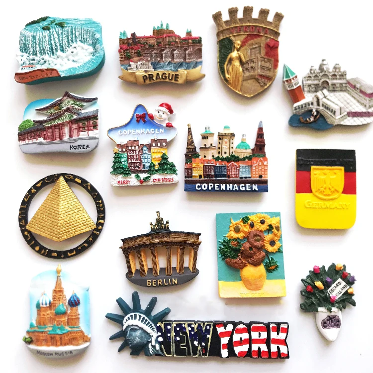 Wholesale Custom Logo 3D Resin Tourism Souvenirs City Custom Refrigerator sticker souvenir home decoration resin fridge magnet