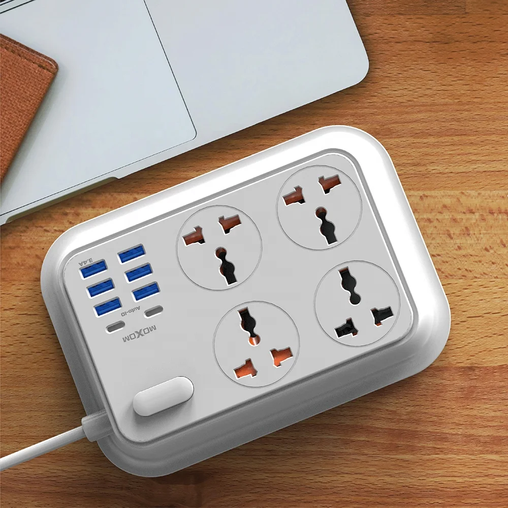 Universal Office Meeting UK 4 Socket extension socket 6USB UK Extension Lead with 2M Cable
