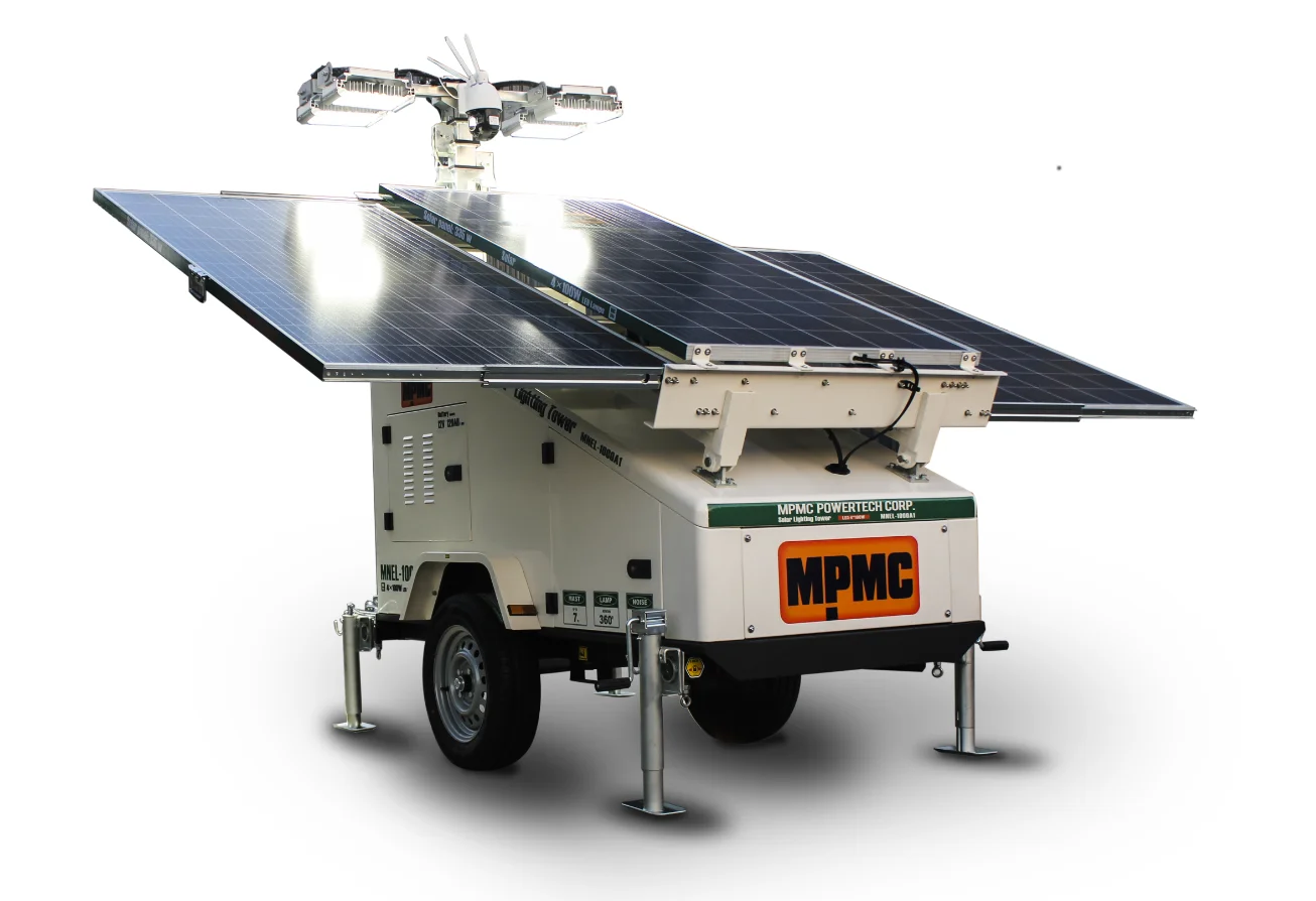 MPMC Mobile LED Light Tower Telescopic Mast Solar Light Tower  Portable Lighting Tower With 3/5 pcs PV Panel
