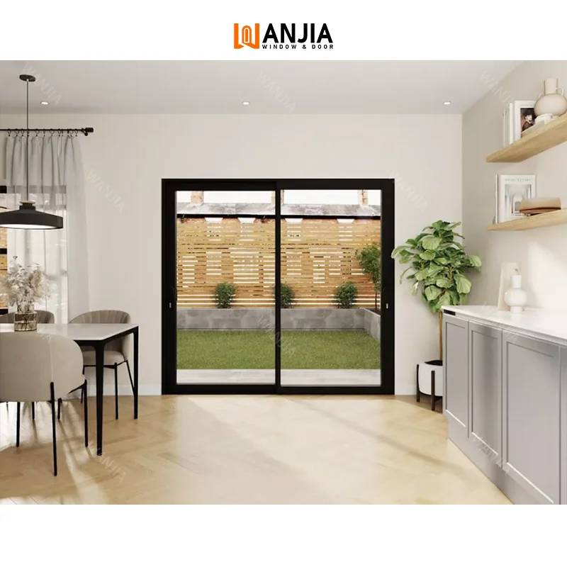 WANJIA Modern Design Apartment Sliding Door Lowe Glass Energy Efficient Aluminium Door System Aluminum Sliding Doors