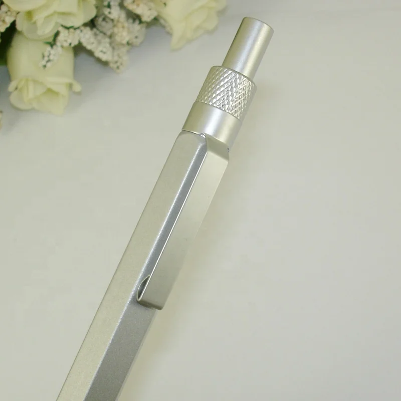 Металлический серебристый механический карандаш ACMECN 0 5 мм с компьютерным гравировкой кликом нажатием шестигранный алюминиевый милый автоматический