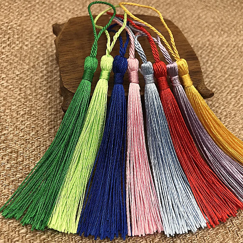Length 8 cm polyester Knitting tassel vertical smooth fringe tassel for bookmark festival hangings lantern bag decorations