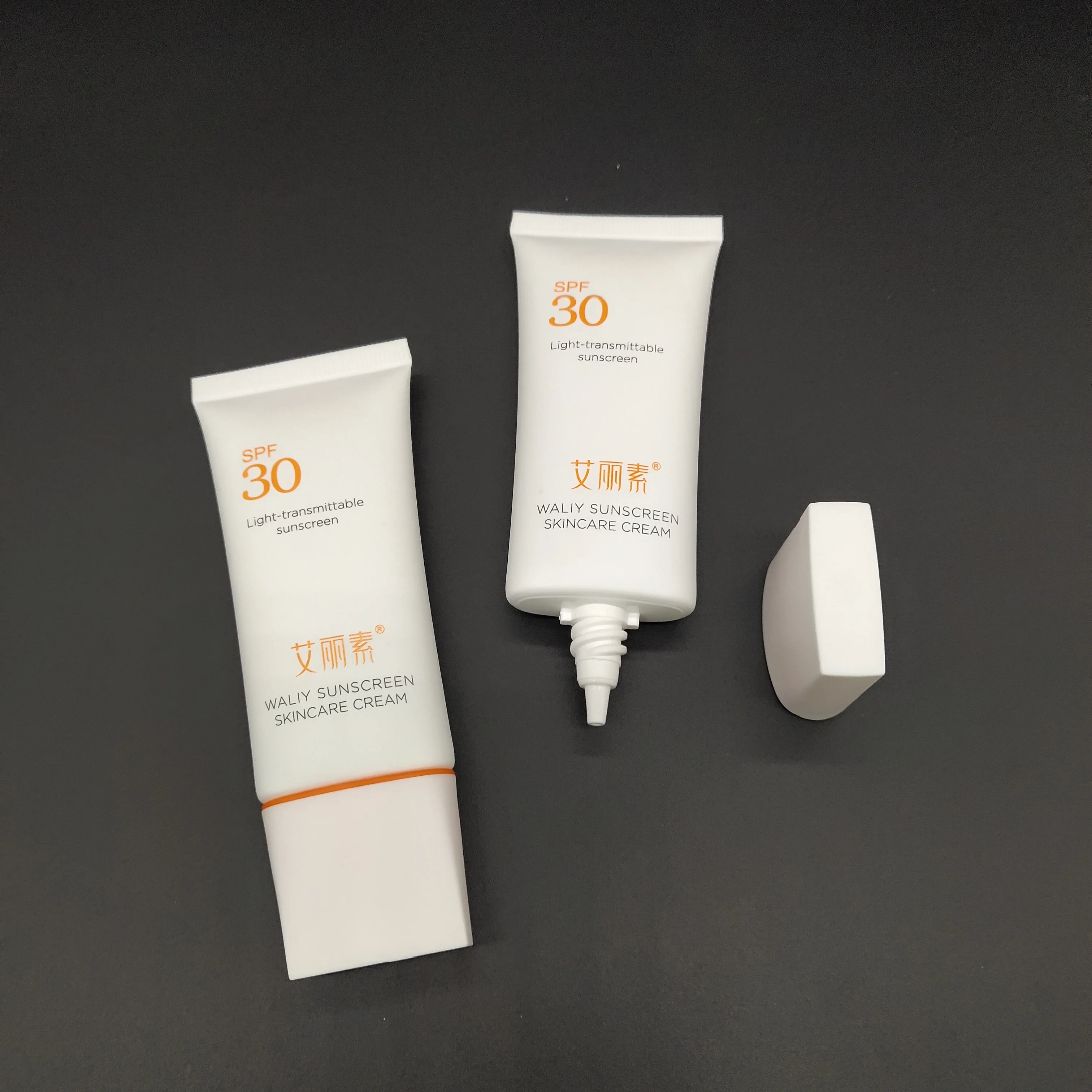 Custom 50ml White Cosmetic Squeeze Soft Tube Packaging Oval Sunscreen Tube