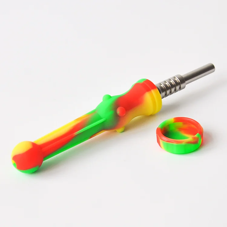 Mini Silicon Smoking Pipe Silicone Collector with Titanium nail dab rig Good Price