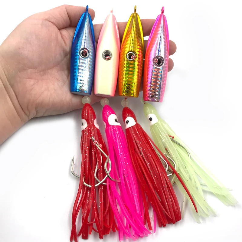 Jig49 Large Inchiku Metal Jig Lure 150g 180g 200g 1pcs Slow Jig Head Rubber Skirt Assist Hook Japan Saltwater  Fishing Bait