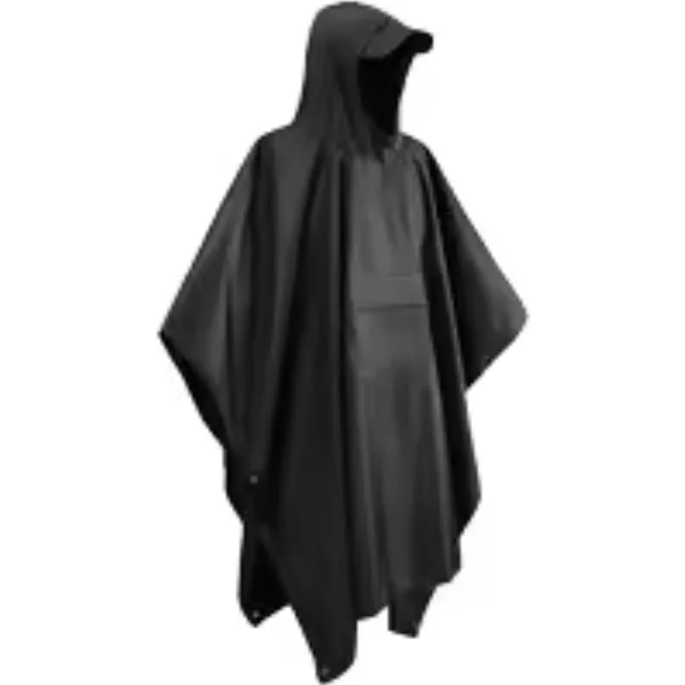 Factory supply PVC polyester waterproof adult reusable raincoat poncho with hood for Outdoor
