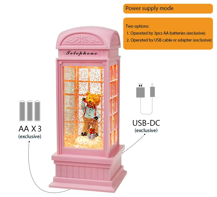 telephone booth valentine's day present snow globe