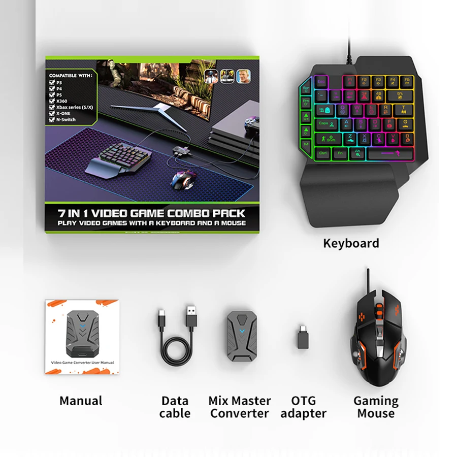 MIX Master Game Converter with Keyboard+Mouse for PS5 PS4 PS3 Switch No Delay Game Converter Game Adapter