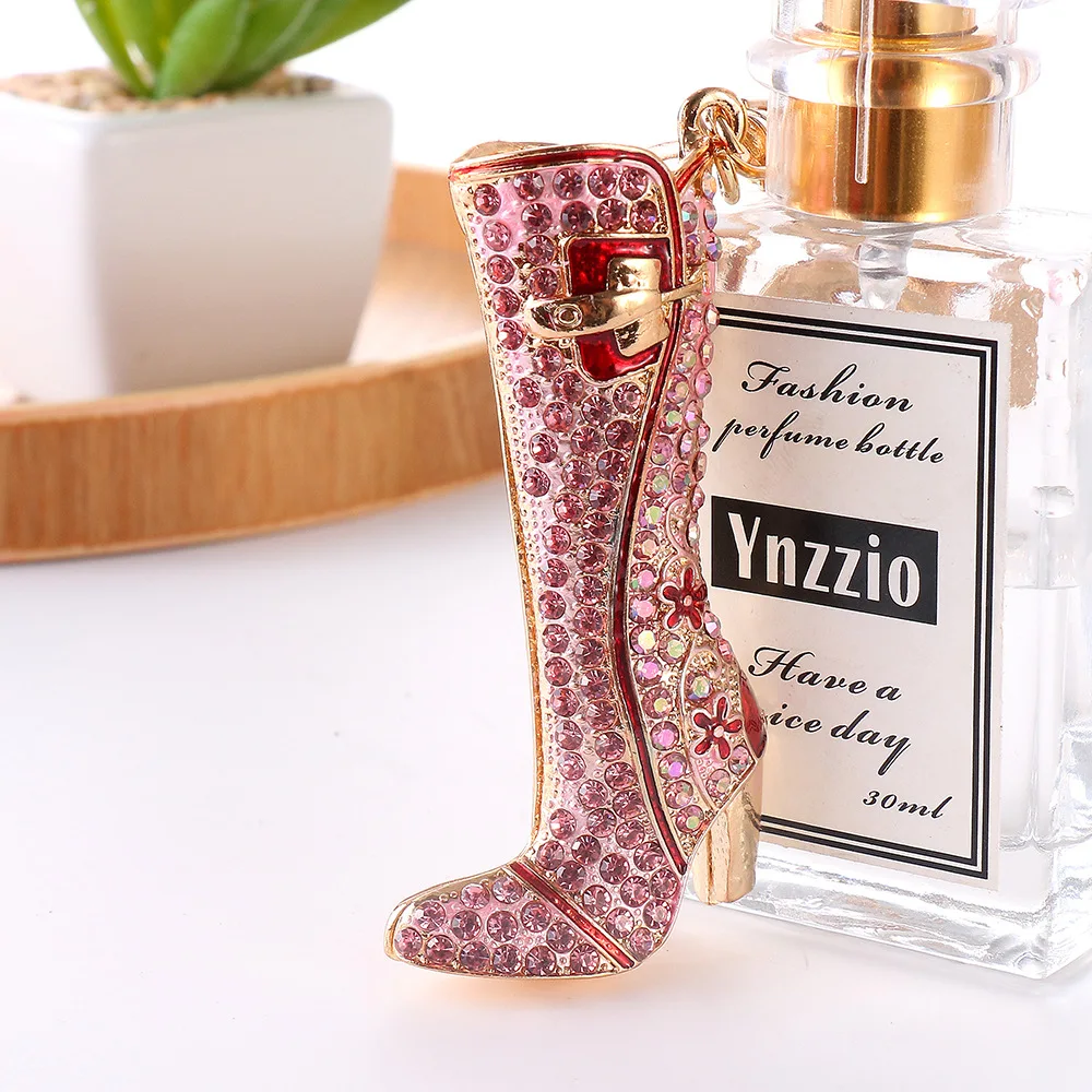 Luxury Women Bag Pendant Jewelry Crystal Rhinestone Shoes Keychain Keyrings Shiny Sparkling Diamond Colorful High Heels Keychain