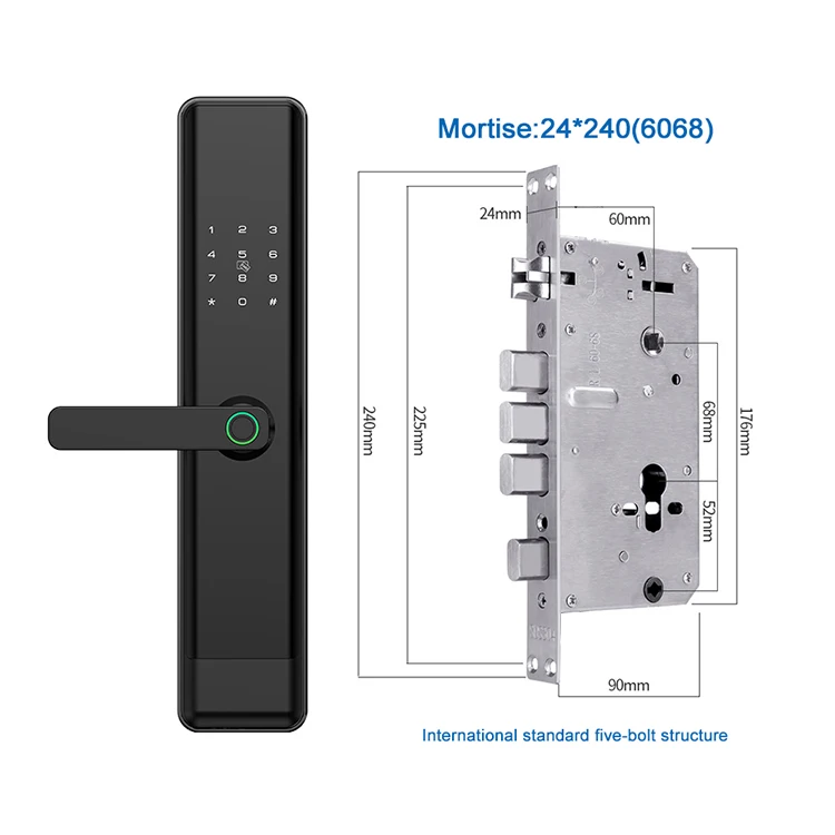 High Quality 6068 Mortise TuyaEnglish Portuguese Russian Vietnamese Spanish Arabic Thai Indonesian Voice smart door Lock