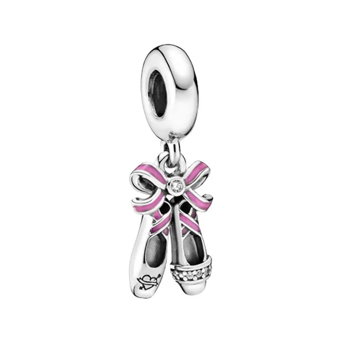 Wholesale Custom Special Design 925 Sterling Silver Jewelry Ballerina Shoes Bead Bracelets Women Dangle Charms