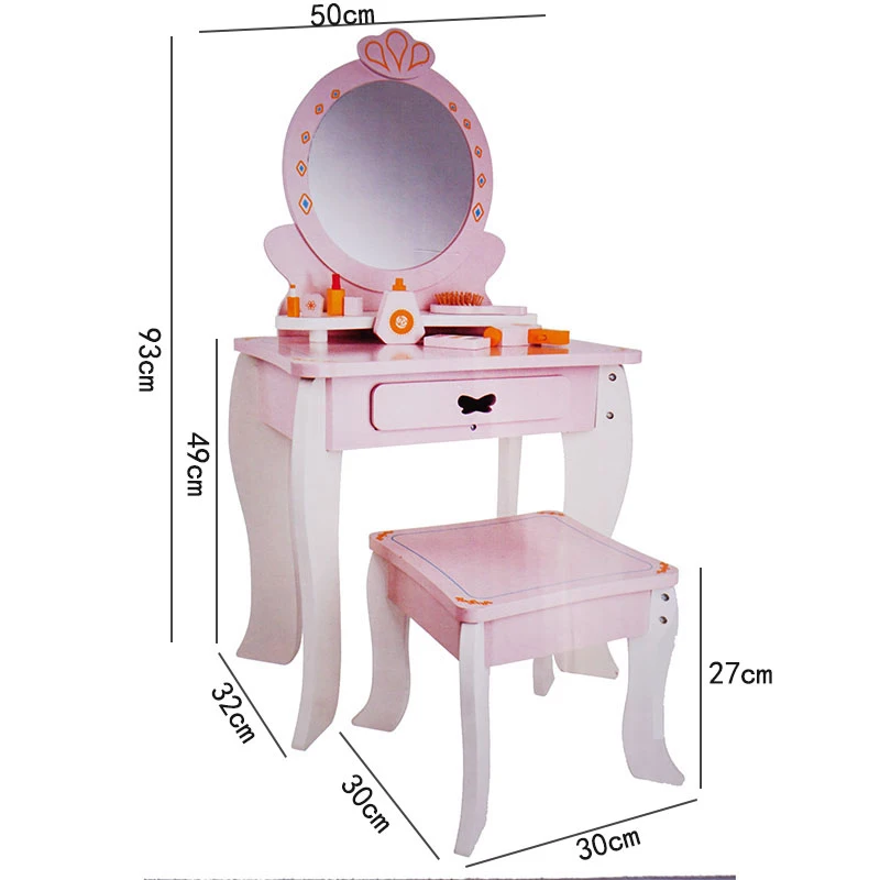 TS  Kids  Princess Make Up Dressing Table with Stool for Girls Makeup Vanity Desk
