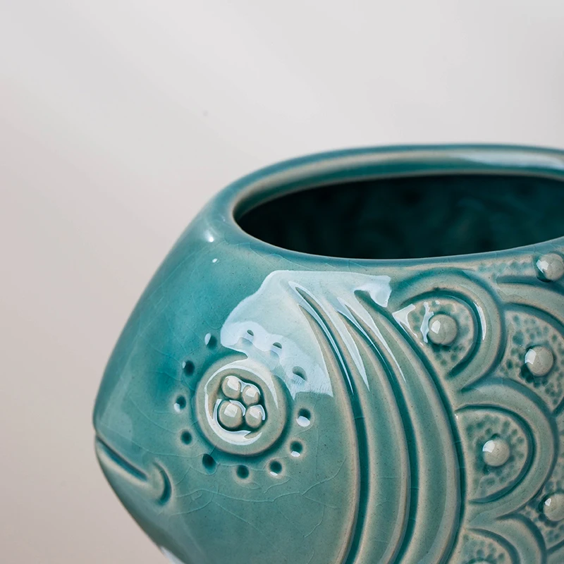 YUANWANG Fish Shape Ceramic Plant Pot Flower Pots & Planters Succulent Pots Ceramic
