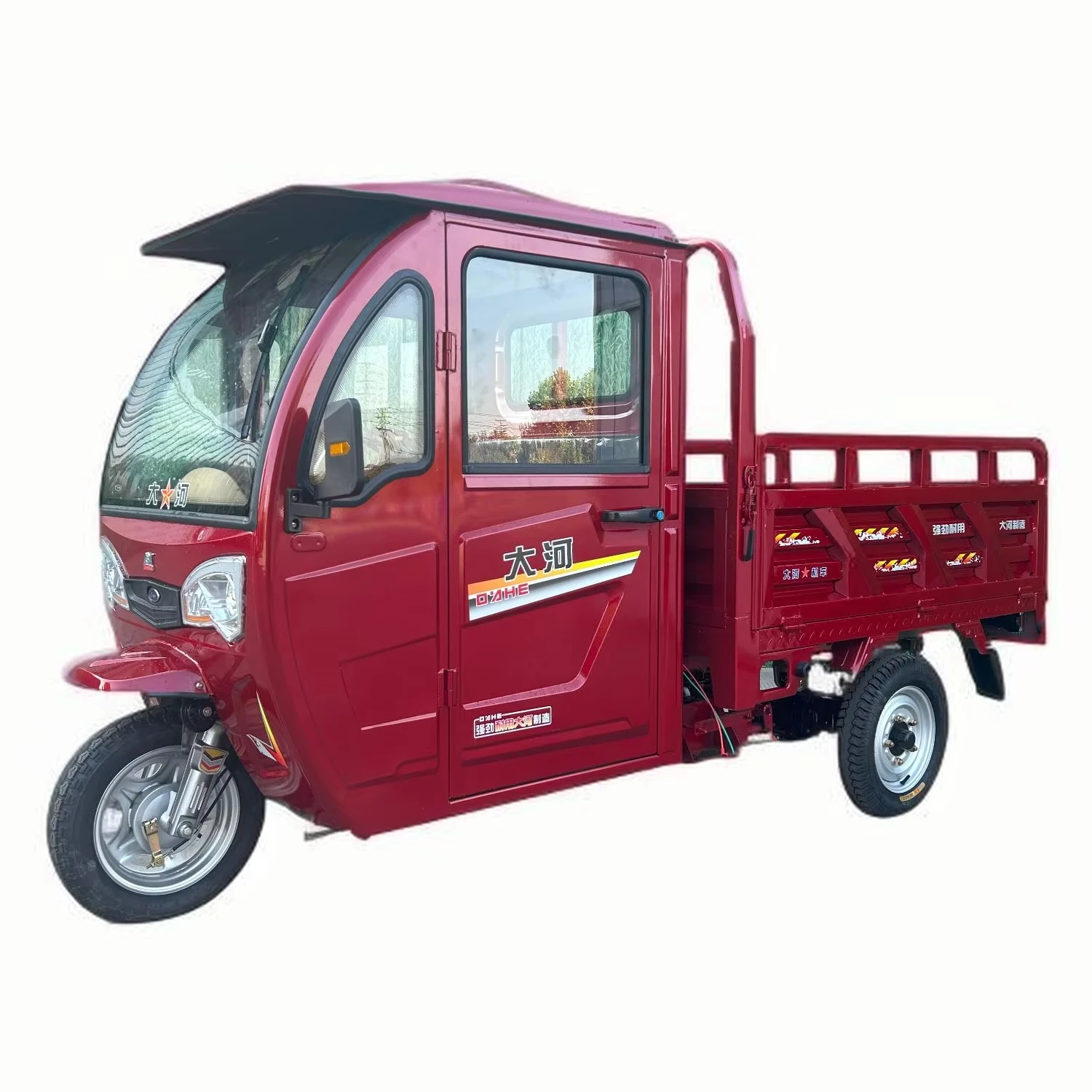 Semi Closed Cabin Three Wheel Motorcycle 150cc Engine Freight Cargo Gasoline Adults Tricycle